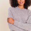 Pull cachemire col montant gris clair femme