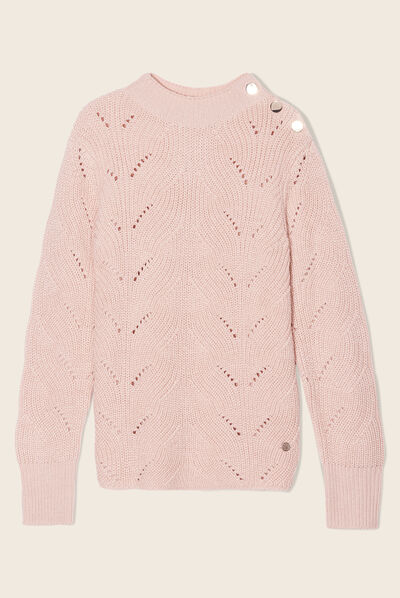 Pull manches longues vieux rose femme