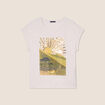 T-shirt manches courtes perles sable femme
