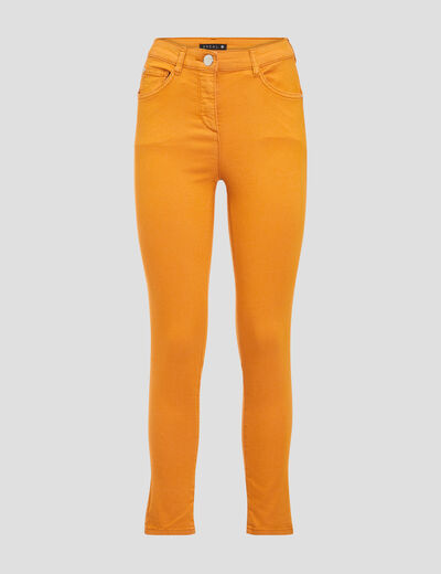 Pantalon léger taille standard 7/8ème jaune moutarde femme