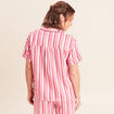 Chemise ample manches courtes aspect lin rose femme