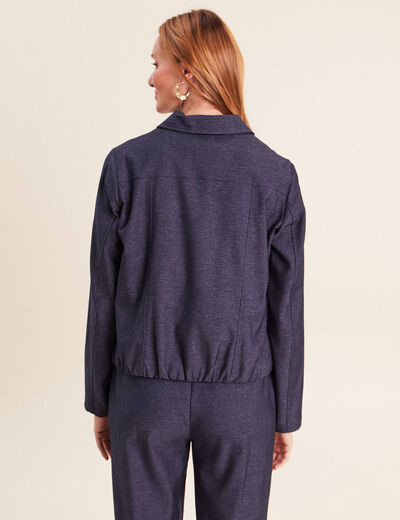Veste courte droite en jean doubl&eacute;e denim brut femme