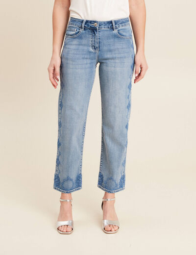 Jean large 7/8ème denim double stone femme