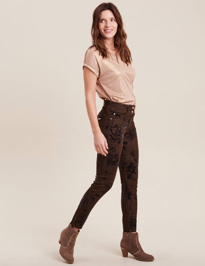 Jean ajusté taille standard marron femme