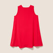 Robe courte &eacute;vas&eacute;e sans manches col rond rouge fluo femme