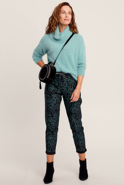 Pantalon décontracté vert kaki femme