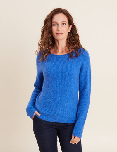 Pull manches longues bleu femme