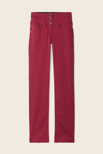 Pantalon droit rouge foncé femme