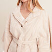 Cape boutonn&eacute;e et ceintur&eacute;e beige femme