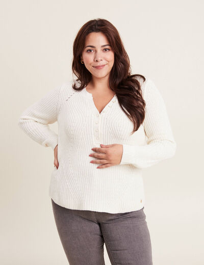 Pull manches longues ecru femme