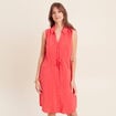 Robe droite courte avec lien rouge femme