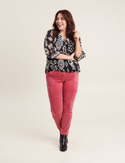 Blouse manches 3/4 noir femme