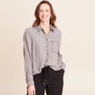 Chemise col chemise manches longues denim gris femme