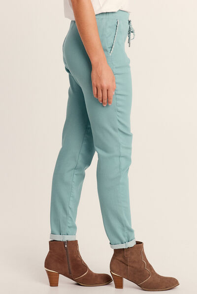 Pantalon jogger 7/8ème bleu canard femme