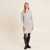 Robe pull droite col montant gris clair femme