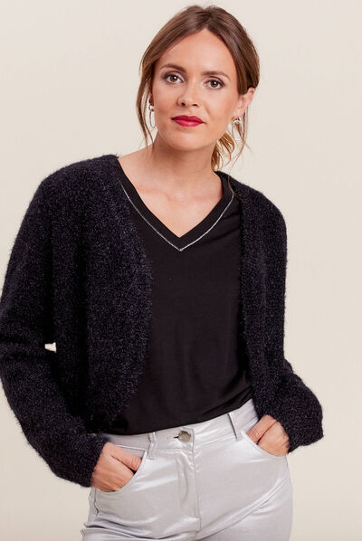 Gilet manches longues noir femme