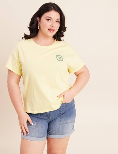 T-shirt droit manches courtes multicolore femme