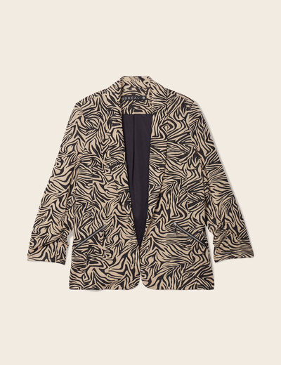 Veste droite manches 3/4 noir femme
