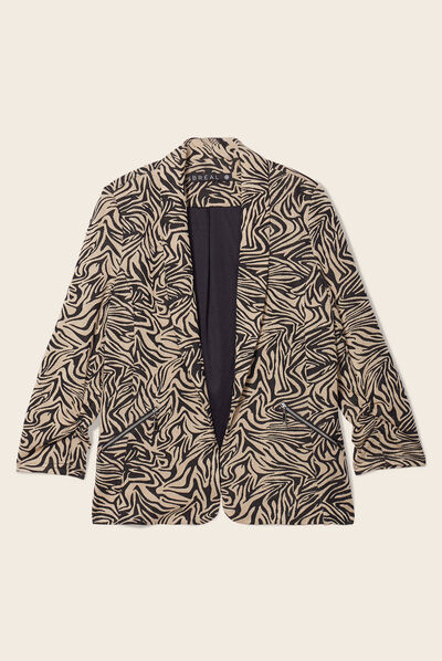 Veste droite manches 3/4 noir femme