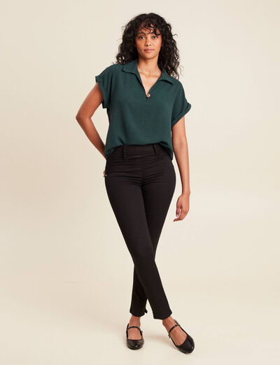 Blouse manches courtes vert foncé femme
