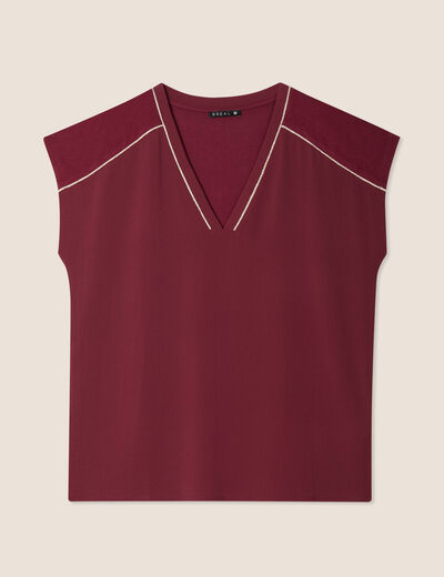 T-shirt manches courtes bordeaux femme