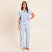 Blouse ample col v manches courtes bleu femme