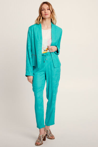 Pantalon flou fluide vert femme