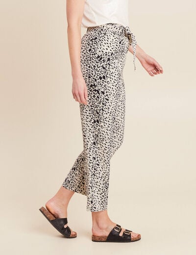 Pantalon flou taille haute ivoire femme