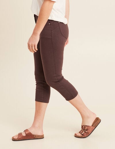Pantacourt droit taille standard marron femme