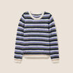 Pull manches longues col rond bleu femme
