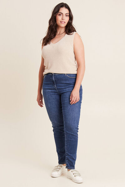 Jean magique ajusté taille standard denim double stone femme