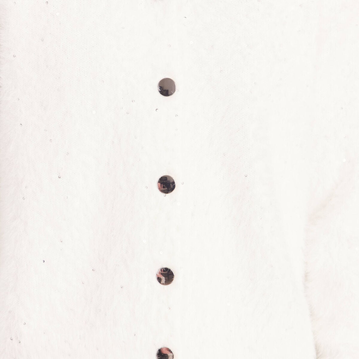 Gilet col V &agrave; sequins ecru femme