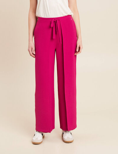 Pantalon coupe large portefeuille rose fushia femme