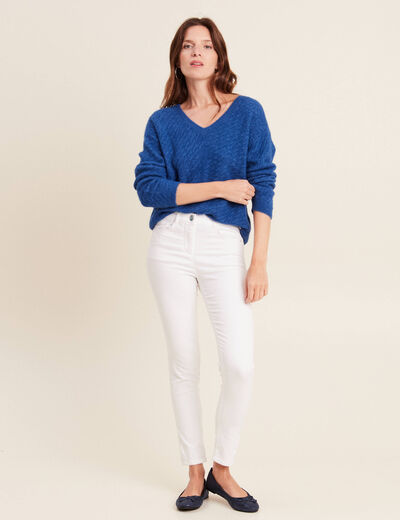 Pull manches longues bleu femme