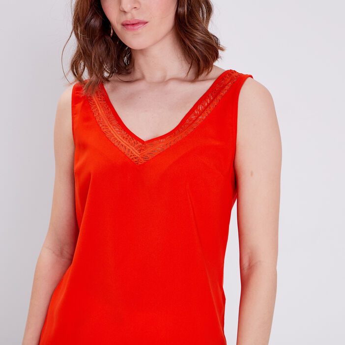 Débardeur bretelles larges orange femme