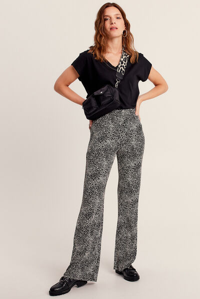 Pantalon flou droit noir femme