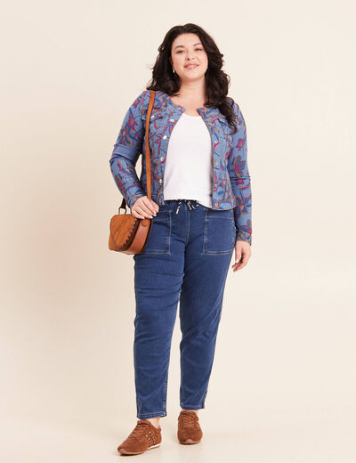 Veste r&eacute;versible cintr&eacute;e en jean bleu femme