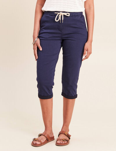 Pantacourt coupe mom large bleu marine femme