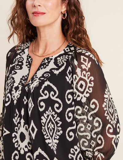Blouse manches 3/4 noir femme