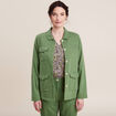 Veste droite boutonn&eacute;e vert femme