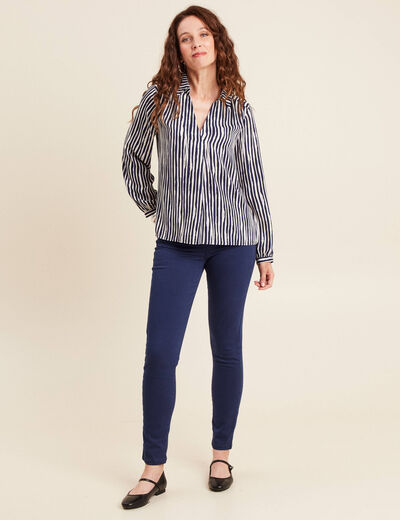 Jean magique ajusté taille standard bleu marine femme