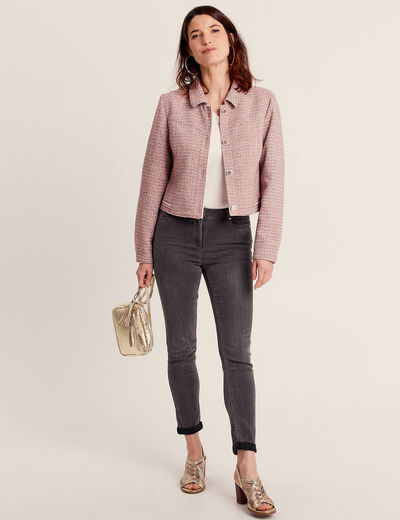Veste droite boutonnée rose clair femme
