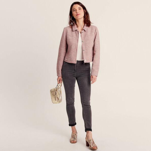 Veste droite boutonnée rose clair femme