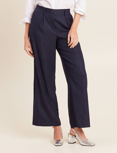Pantalon large 7/8ème bleu foncé femme