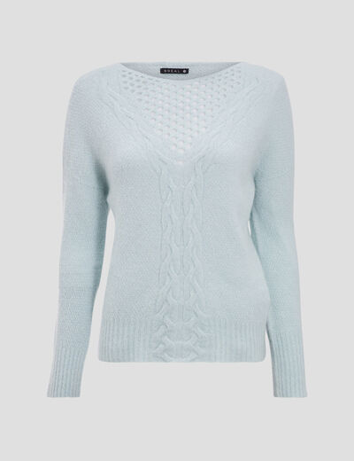 Pull manches longues bleu gris femme