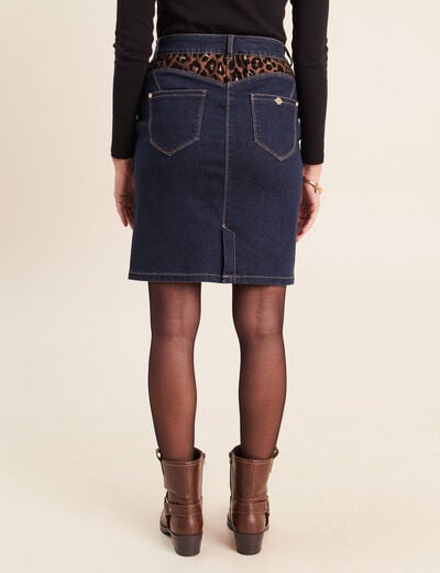 Jupe droite courte denim brut femme