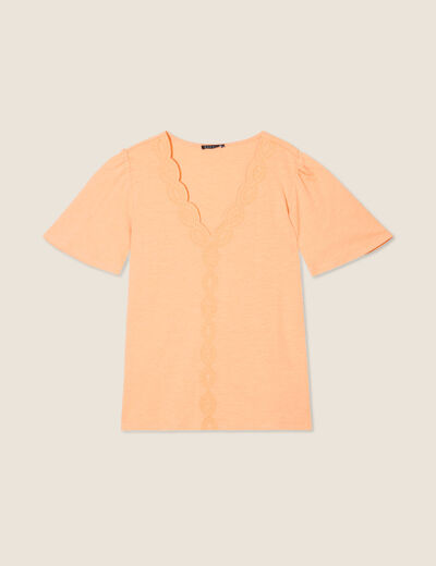 T-shirt manches courtes orange clair femme