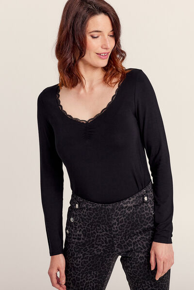 T-shirt manches longues noir femme