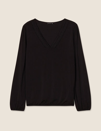 Blouse manches longues noir femme