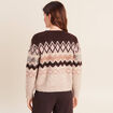 Cardigan jacquard col rond marron femme